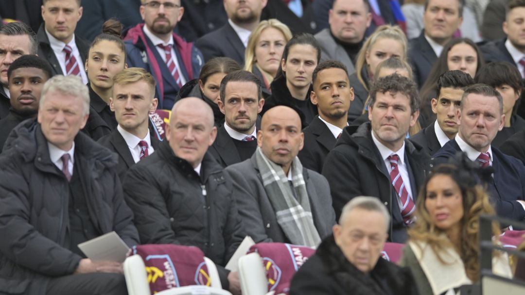 David Moyes and West Ham players at David Gold's funeral