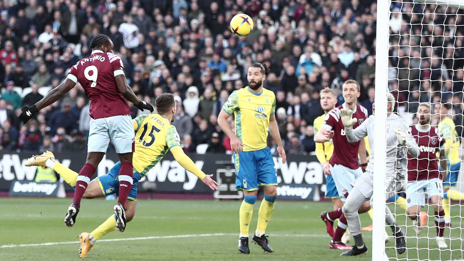 Michail Antonio scores against Nottingham Forest