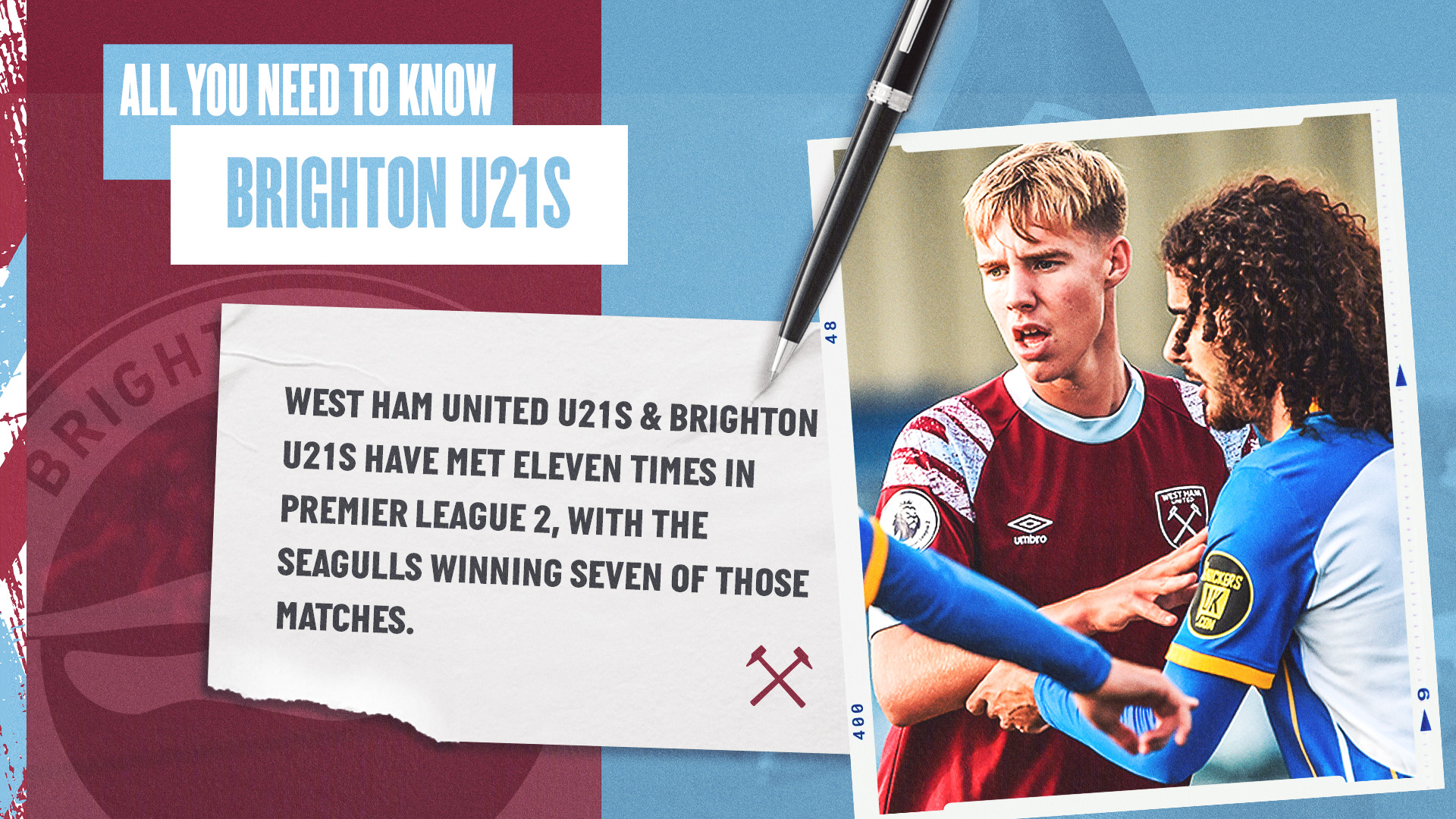 U21s record versus Brighton - All You Need To Know graphic