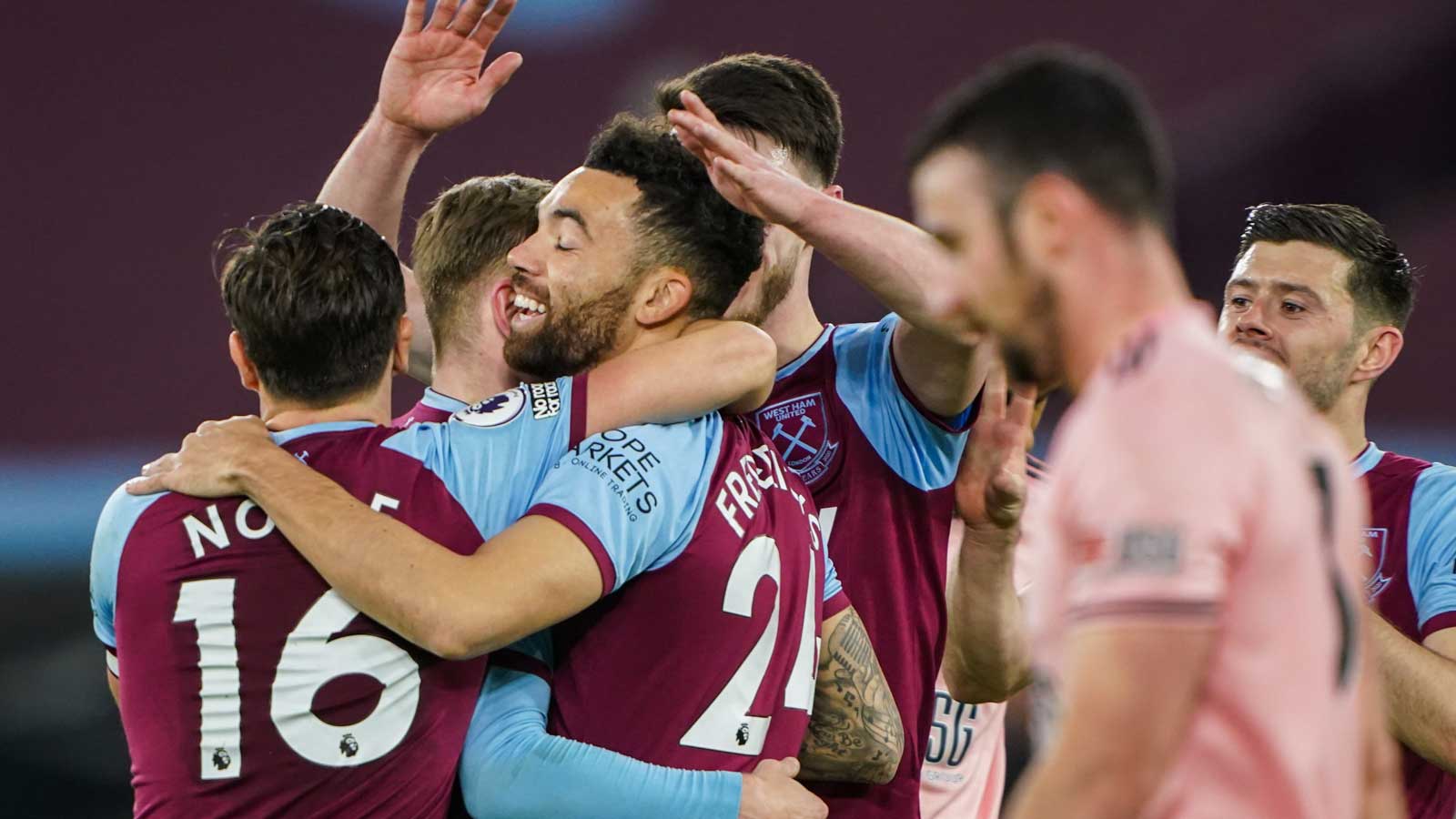 Ryan Fredericks celebrates his goal against Sheffield United