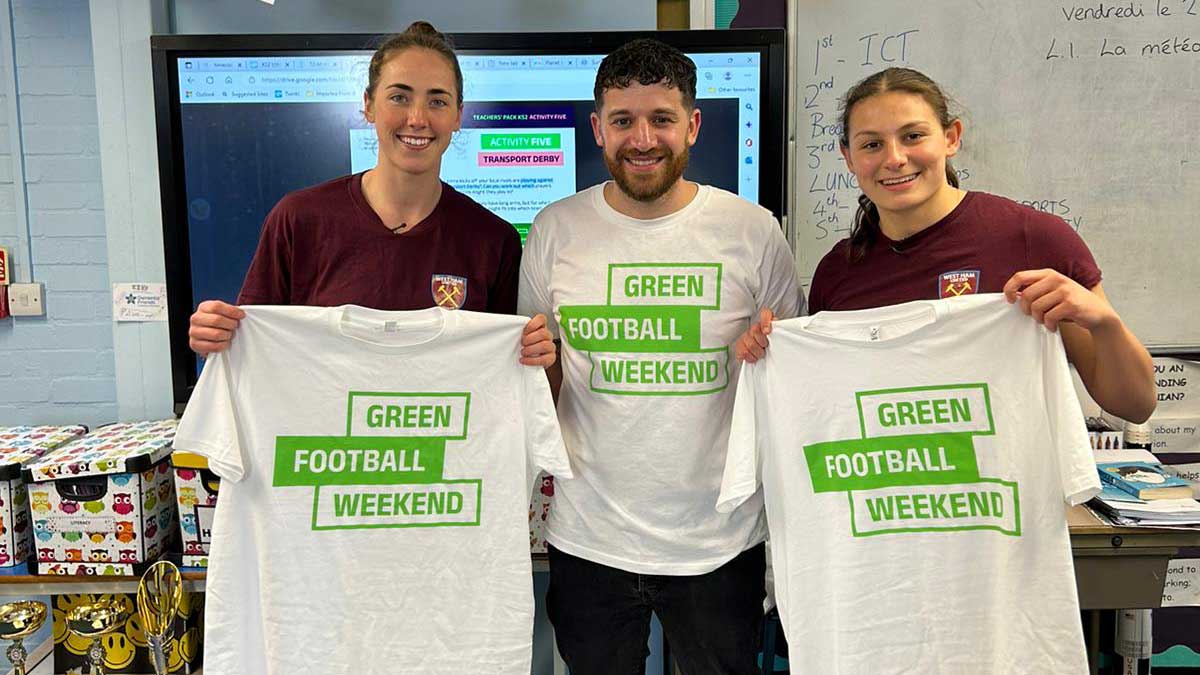 Lucy Parker and Mel Filis support Green Football Weekend