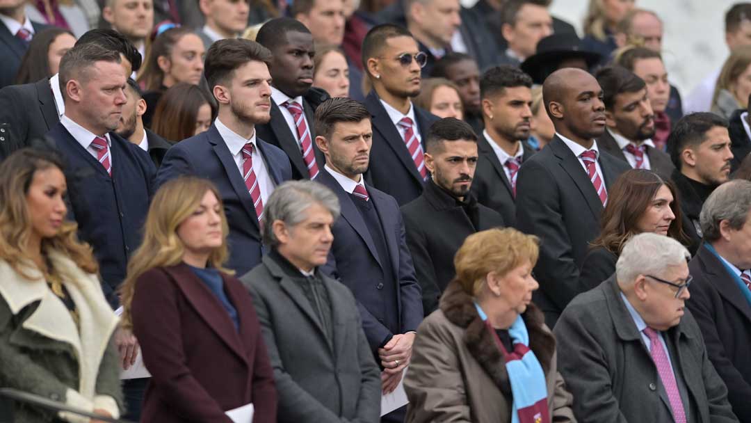 The squad at David Gold's funeral