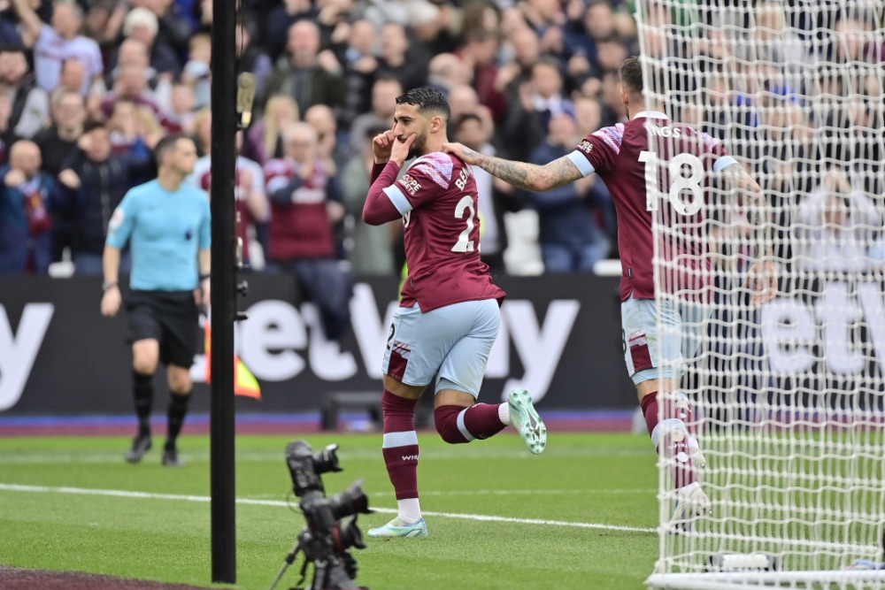 Saïd Benrahma celebrates his equaliser against Aston Villa