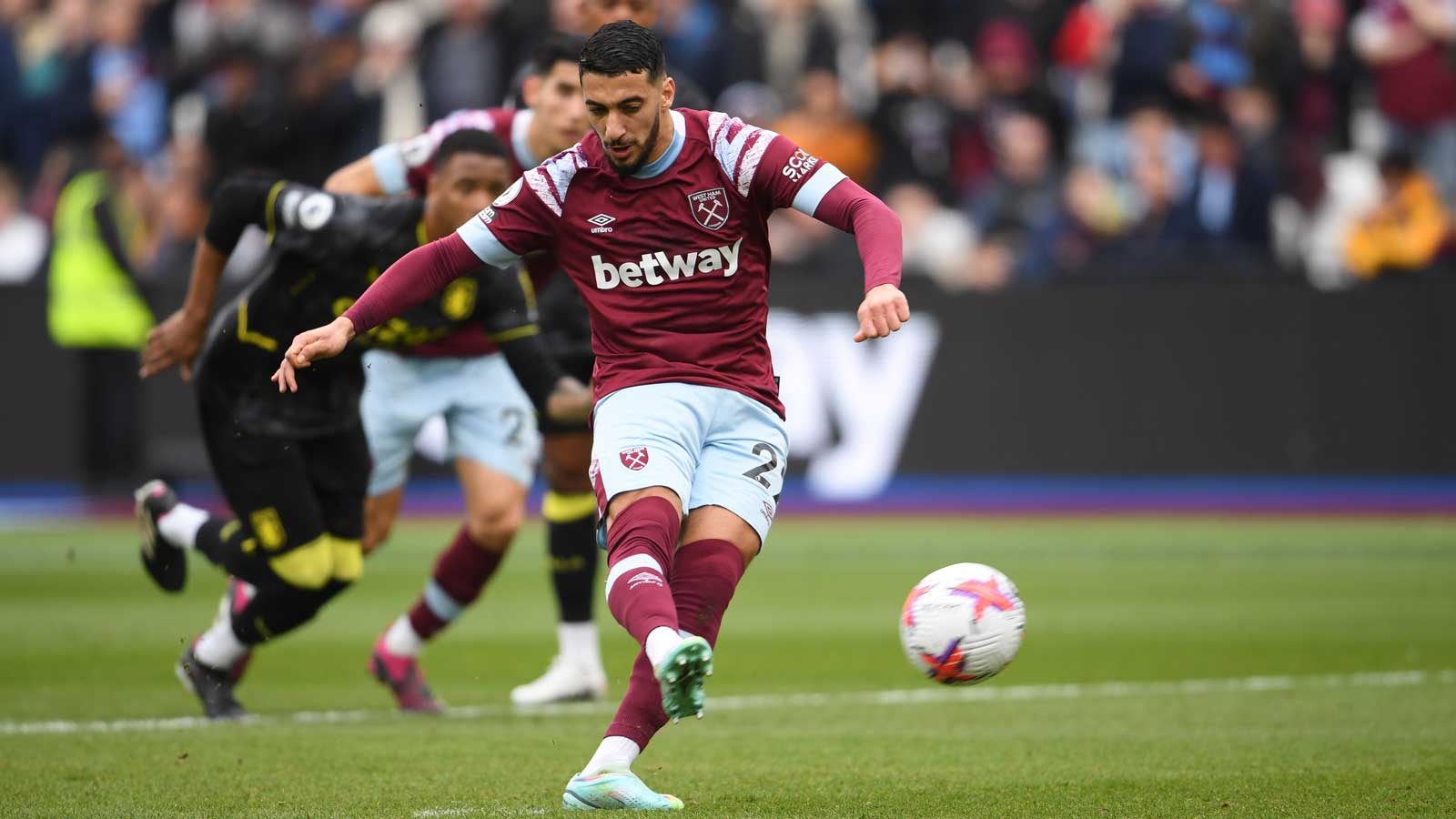 Saïd Benrahma scores a penalty against Aston Villa