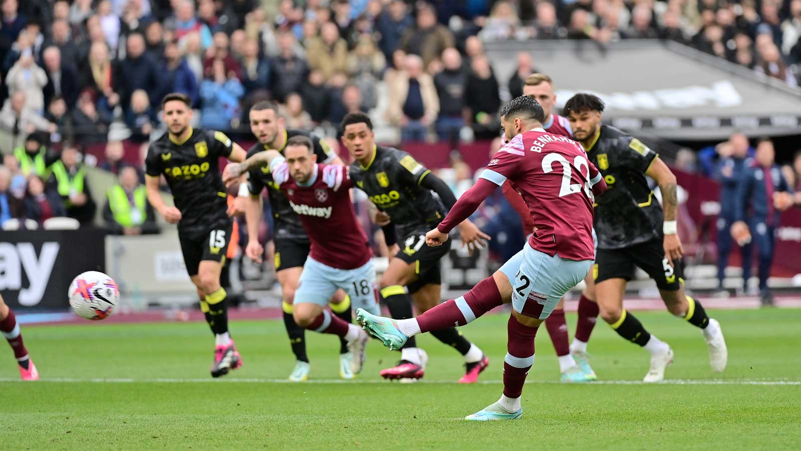 Saïd Benrahma scores a penalty against Aston Villa
