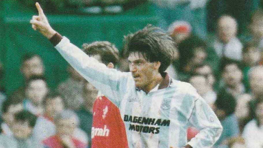 Trevor Morley celebrates scoring against Swindon in 1993
