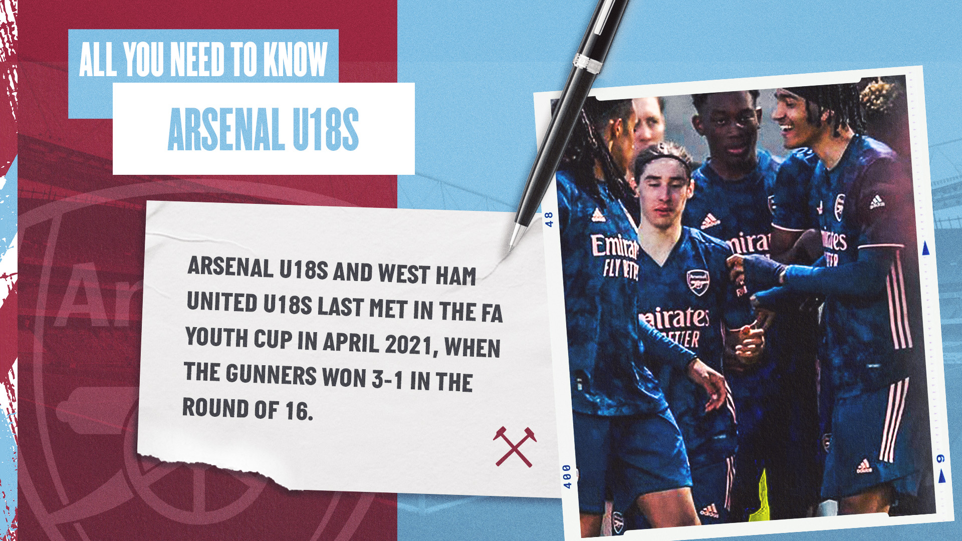 FA Youth Cup Final Arsenal U18s v West Ham United U18s