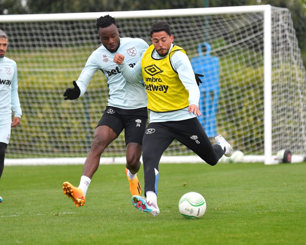 Pablo Fornals and Maxwel Cornet in training