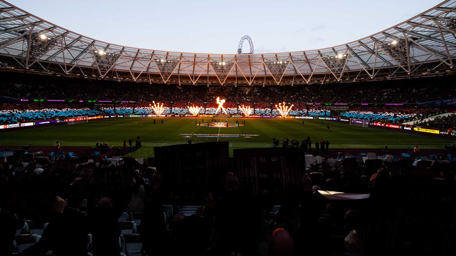 Light show at London Stadium