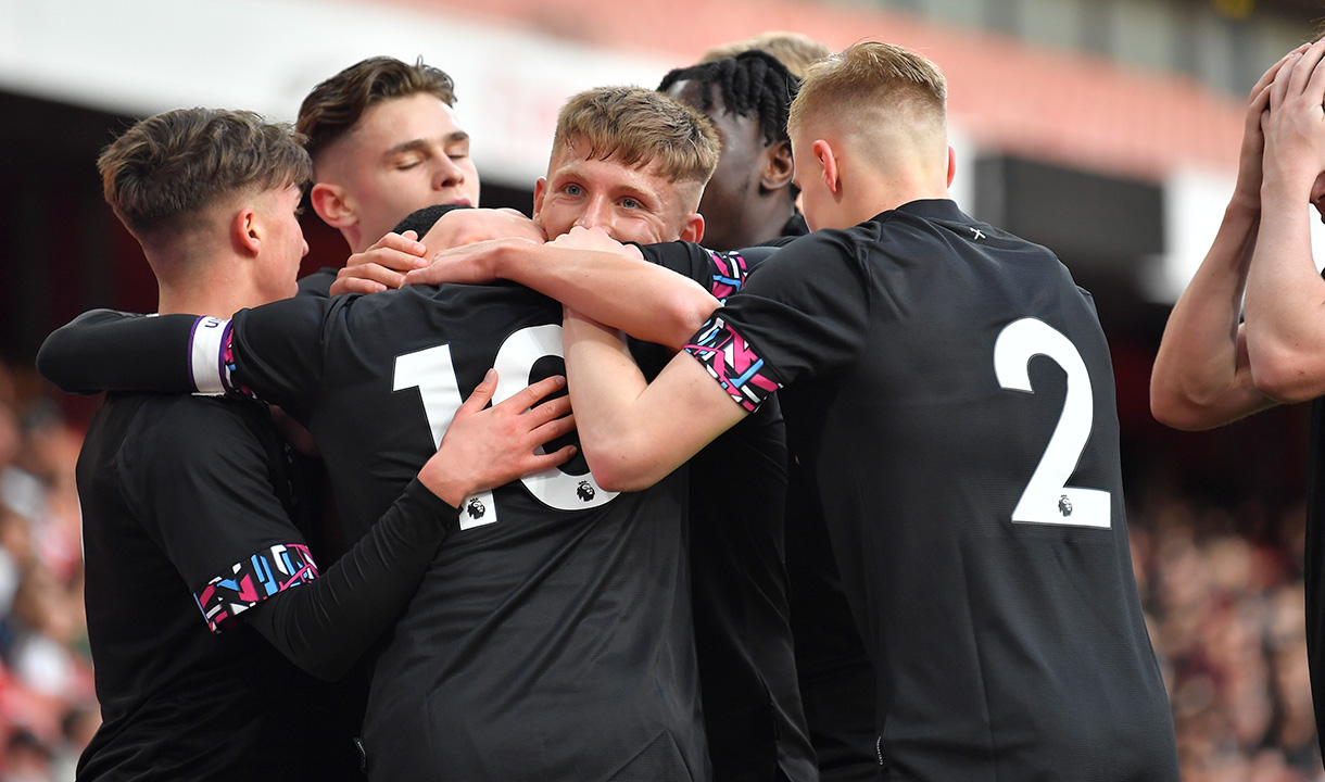 Callum Marshall celebrates his goal in the FA Youth Cup final