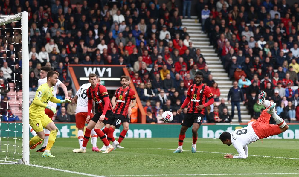 Pablo Fornals' outrageous scorpion kick finds the net for West Ham's fourth goal at Bournemouth