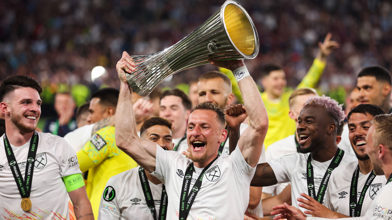 Vladimír Coufal with the UEFA Europa Conference League trophy