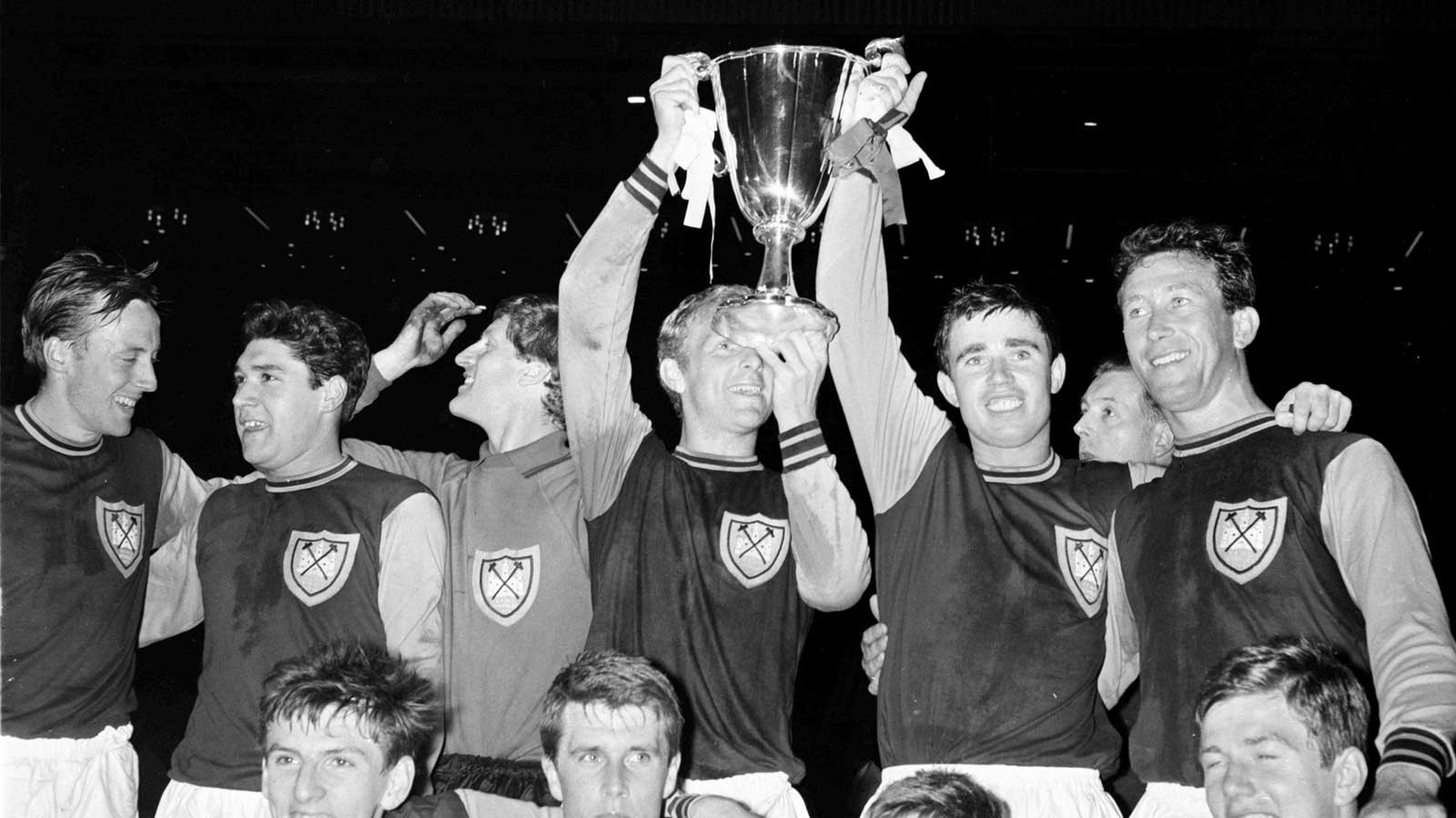 The Hammers lift the 1965 European Cup Winners' Cup aloft