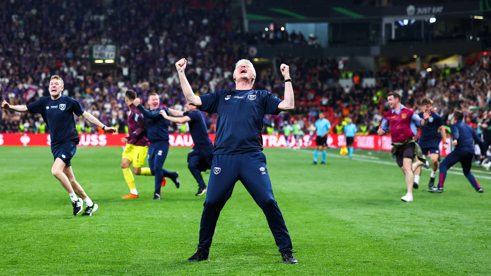 David Moyes celebrates the win over Fiorentina