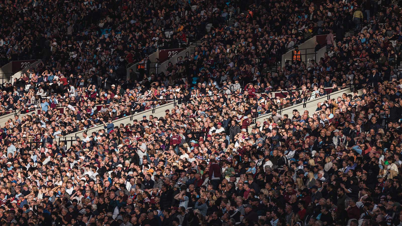Supporters in the stands at London Stadium