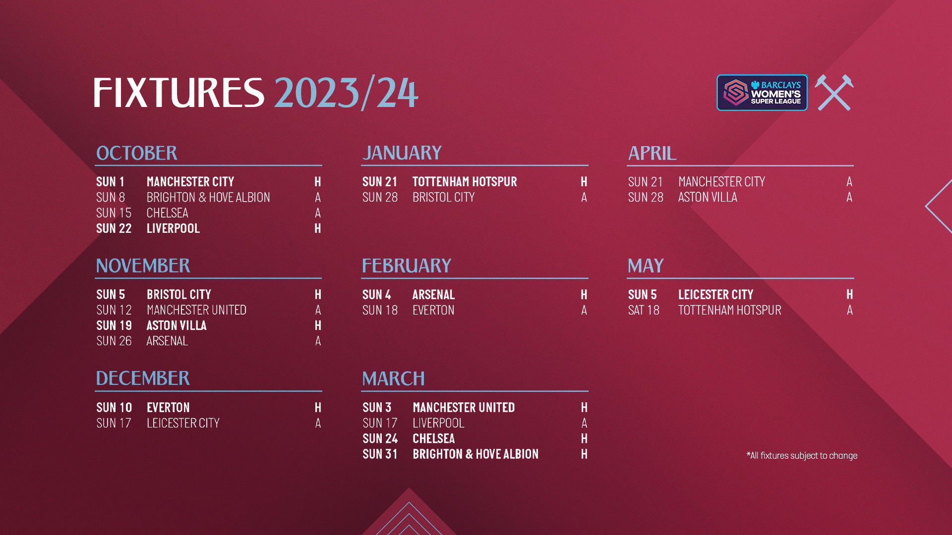 Tottenham fixtures: 2023/24 season