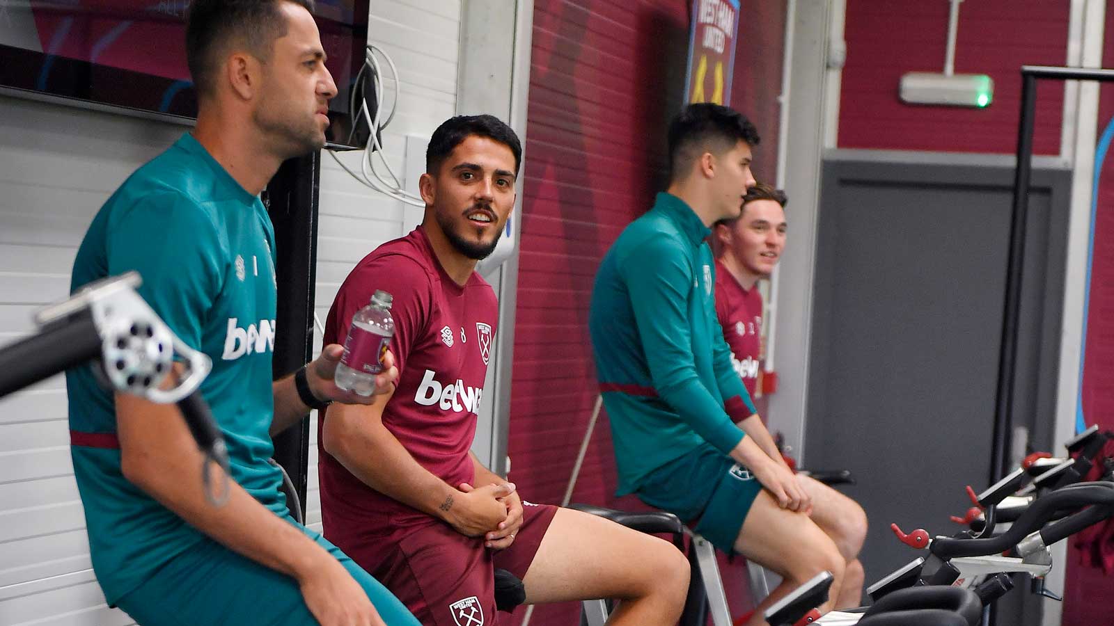 Pablo Fornals and Łukasz Fabiański on the first day of pre-season training