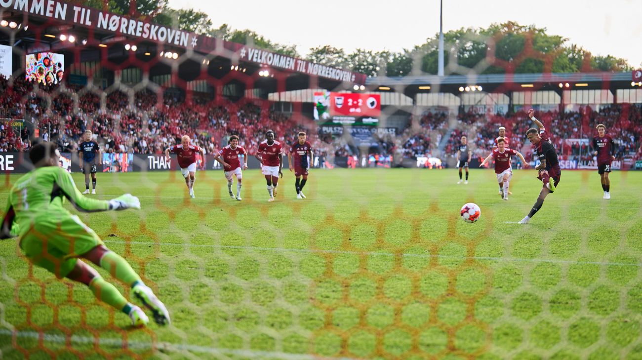 Nathan Trott in action for Vejle BK against FC Copenhagen