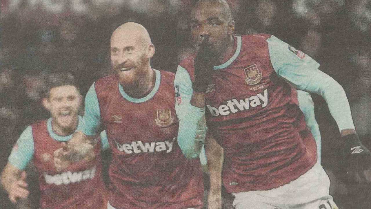 Ogbonna celebrates scoring against Liverpool in 2016