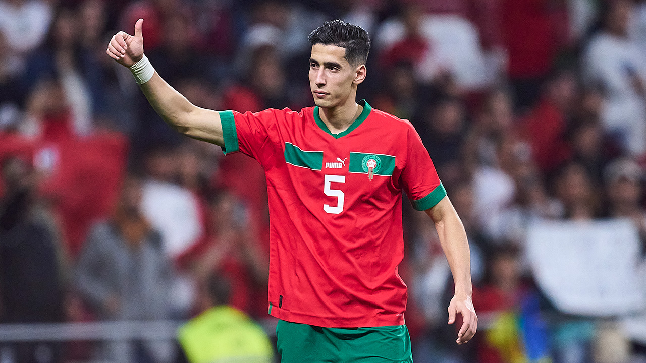 Nayef Aguerd playing for Morocco