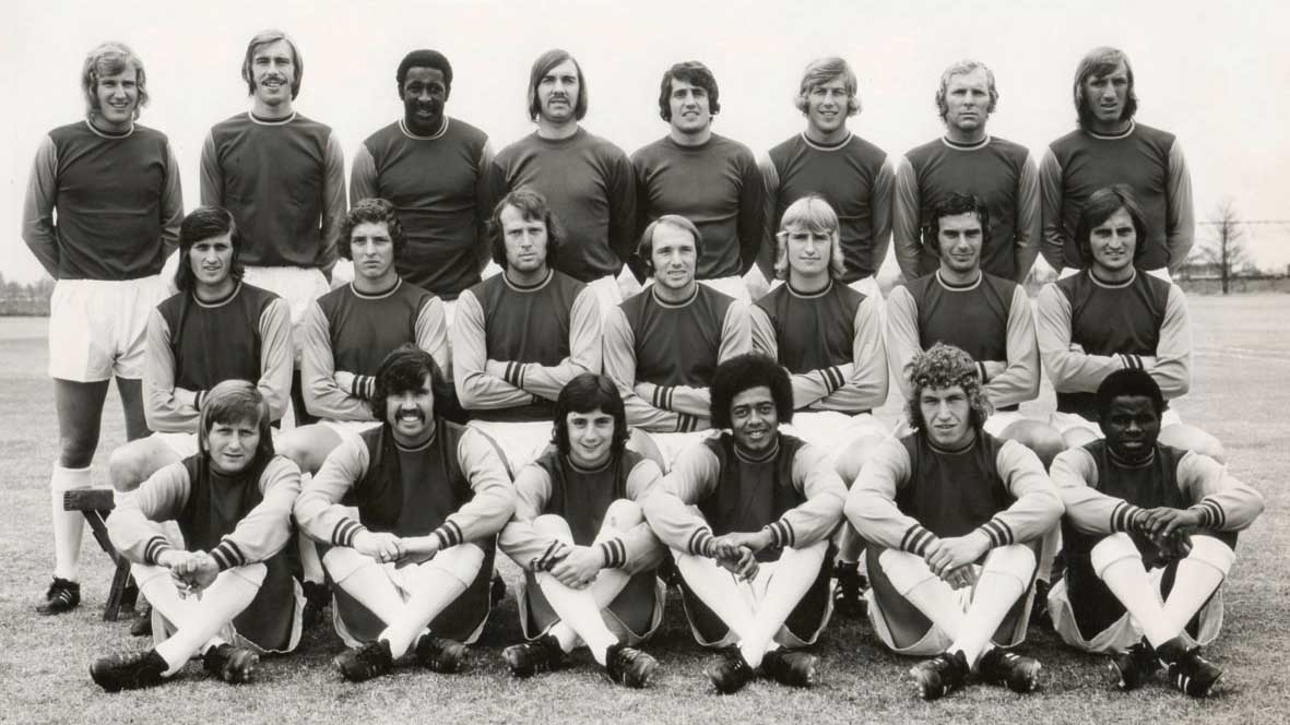 Clive Charles, Clyde Best and Ade Coker in the 1972/73 West Ham United team photo