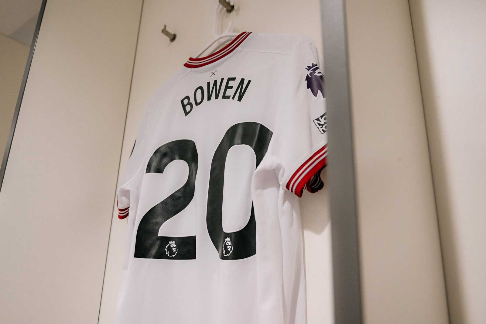 Jarrod Bowen's shirt in the dressing room at Liverpool