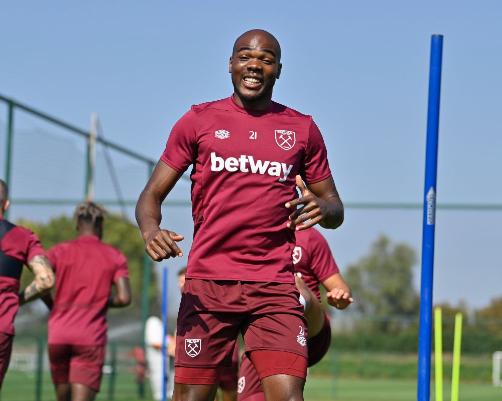 Angelo Ogbonna smiles in training