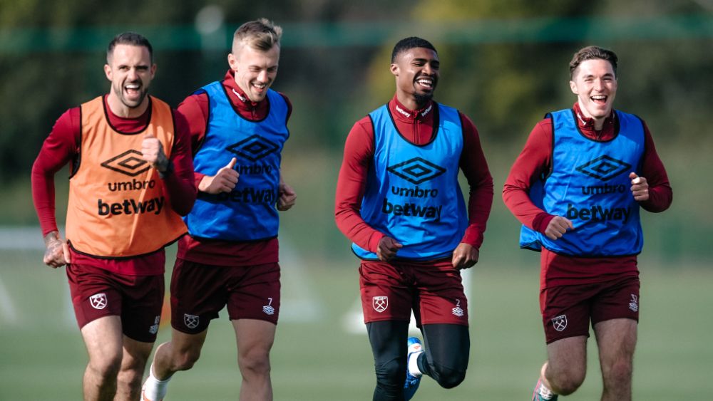 West Ham United players in training