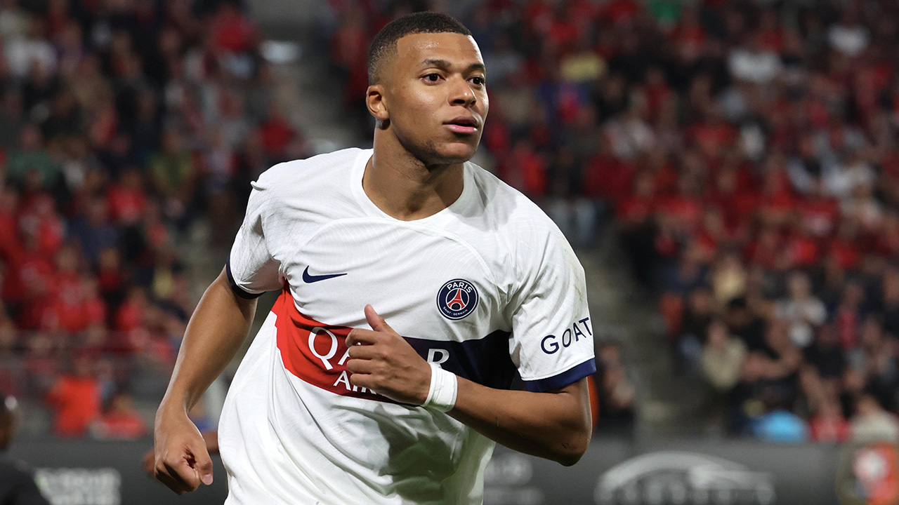 Kylian Mbappe in action for PSG