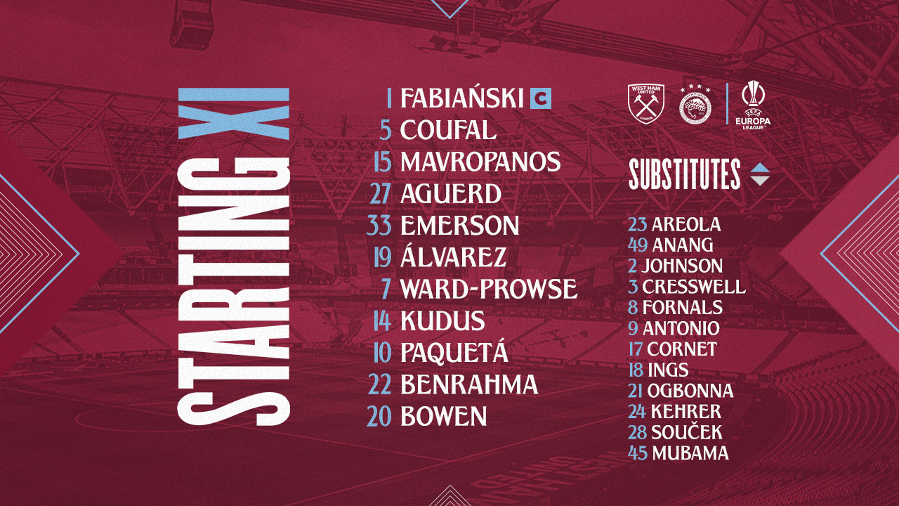 Starting XI v OLYMPIACOS