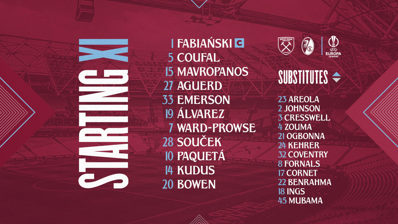 Starting XI v SC Freiburg