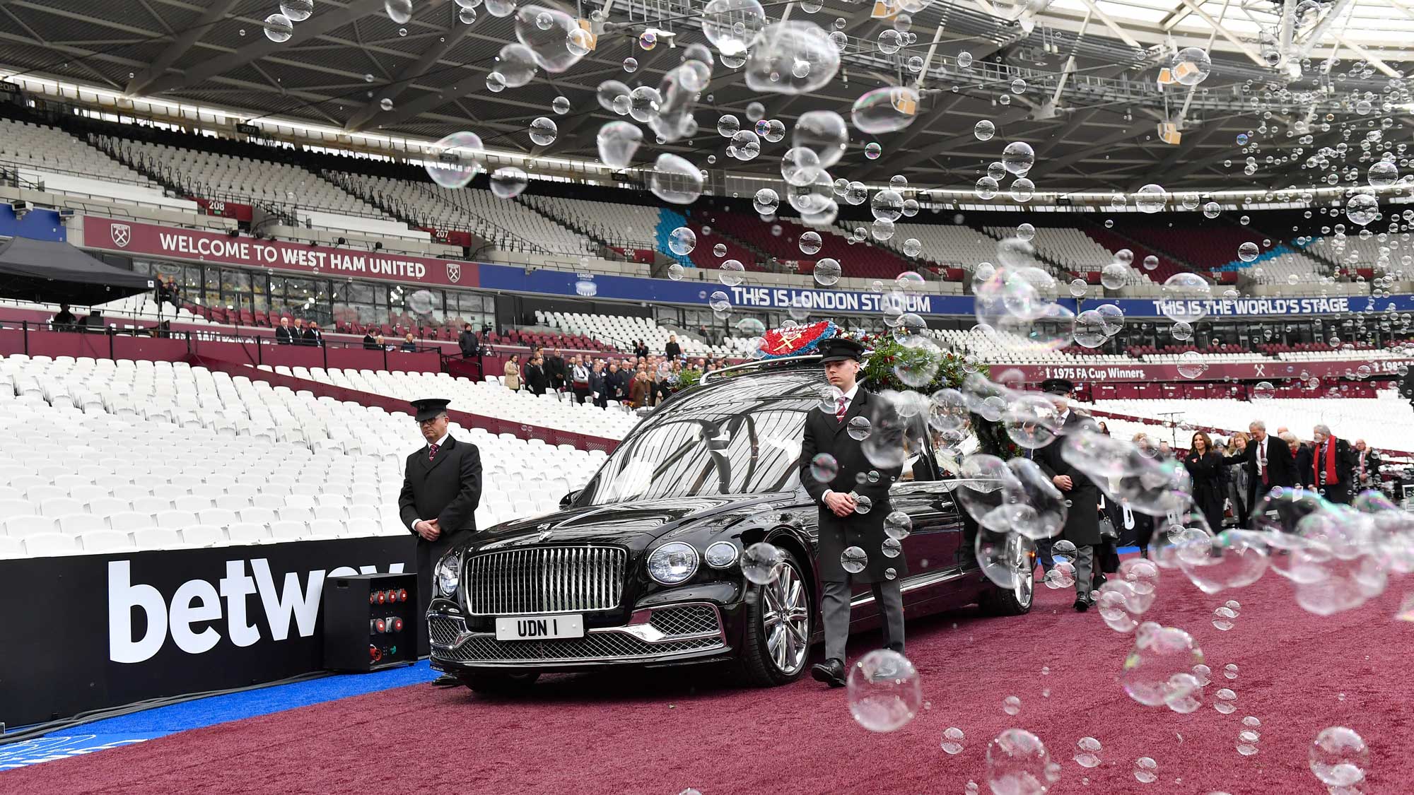 A memorial service for David Gold was held at London Stadium