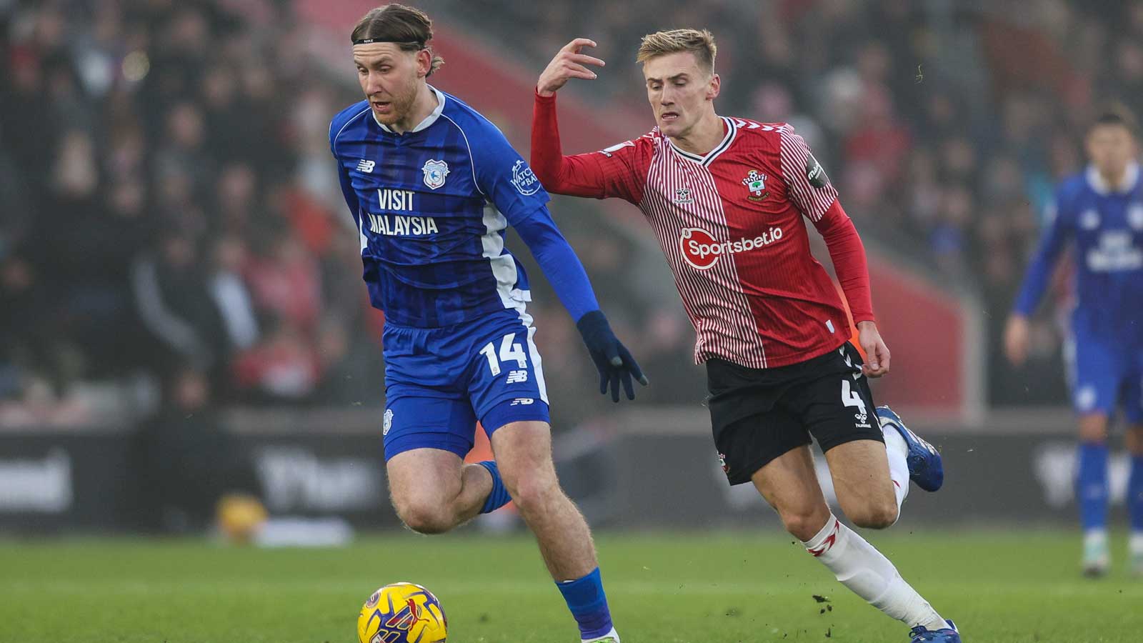 Flynn Downes in action for Southampton against Cardiff