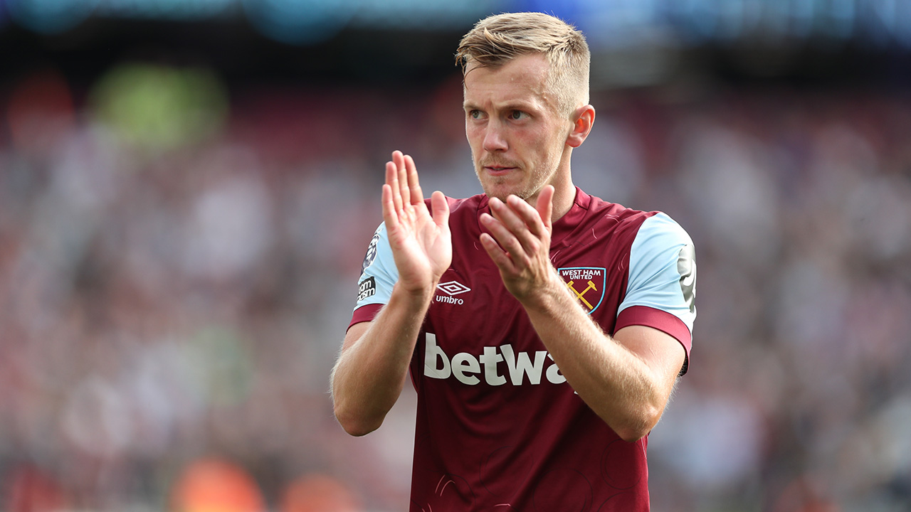 James Ward-Prowse claps the fans at lOndon Stadium