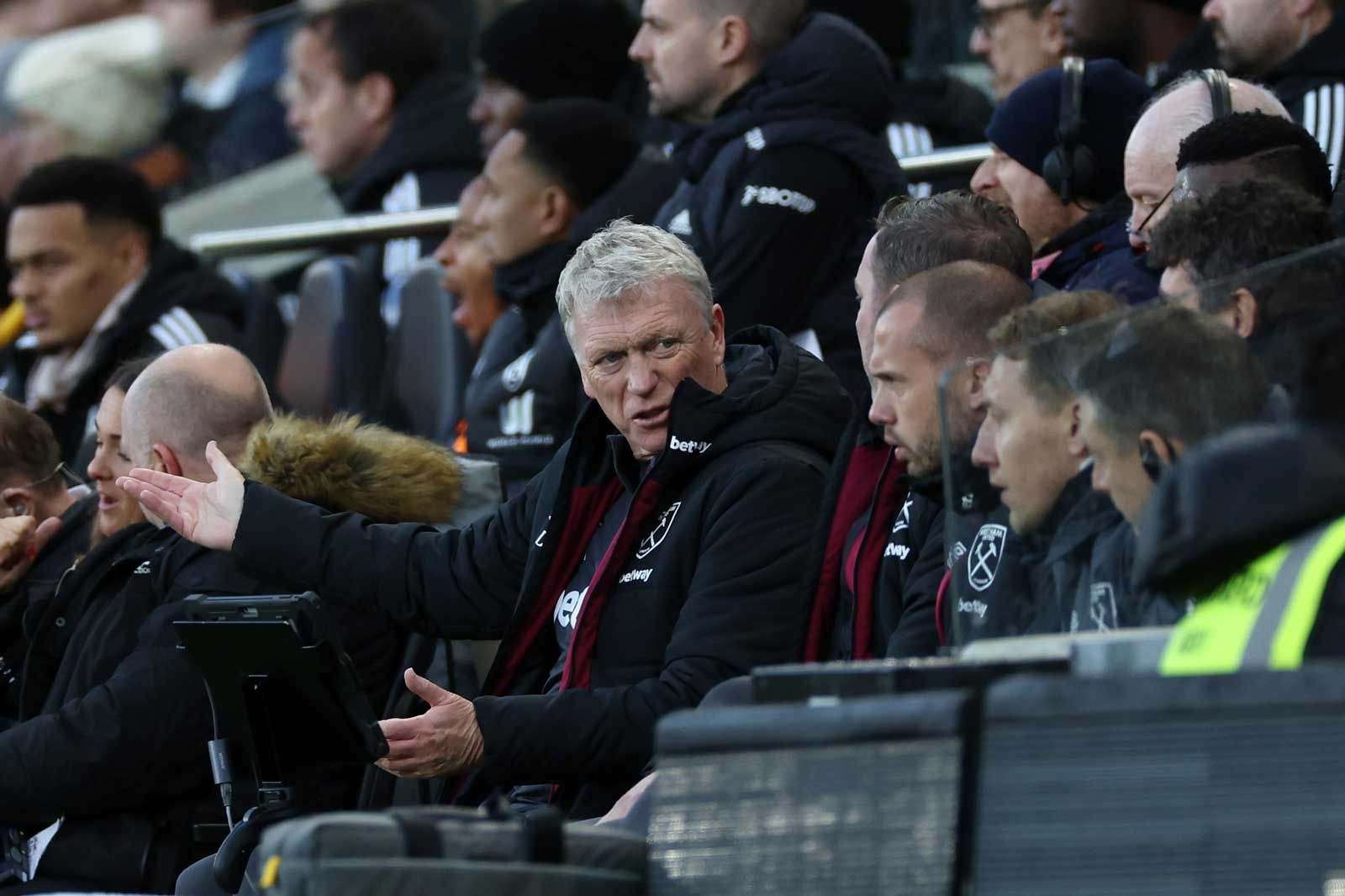 David Moyes on the bench at Fulham