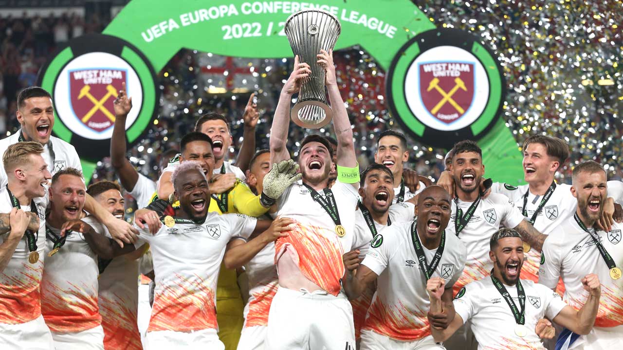 UEFA Europa Conference League final trophy lift
