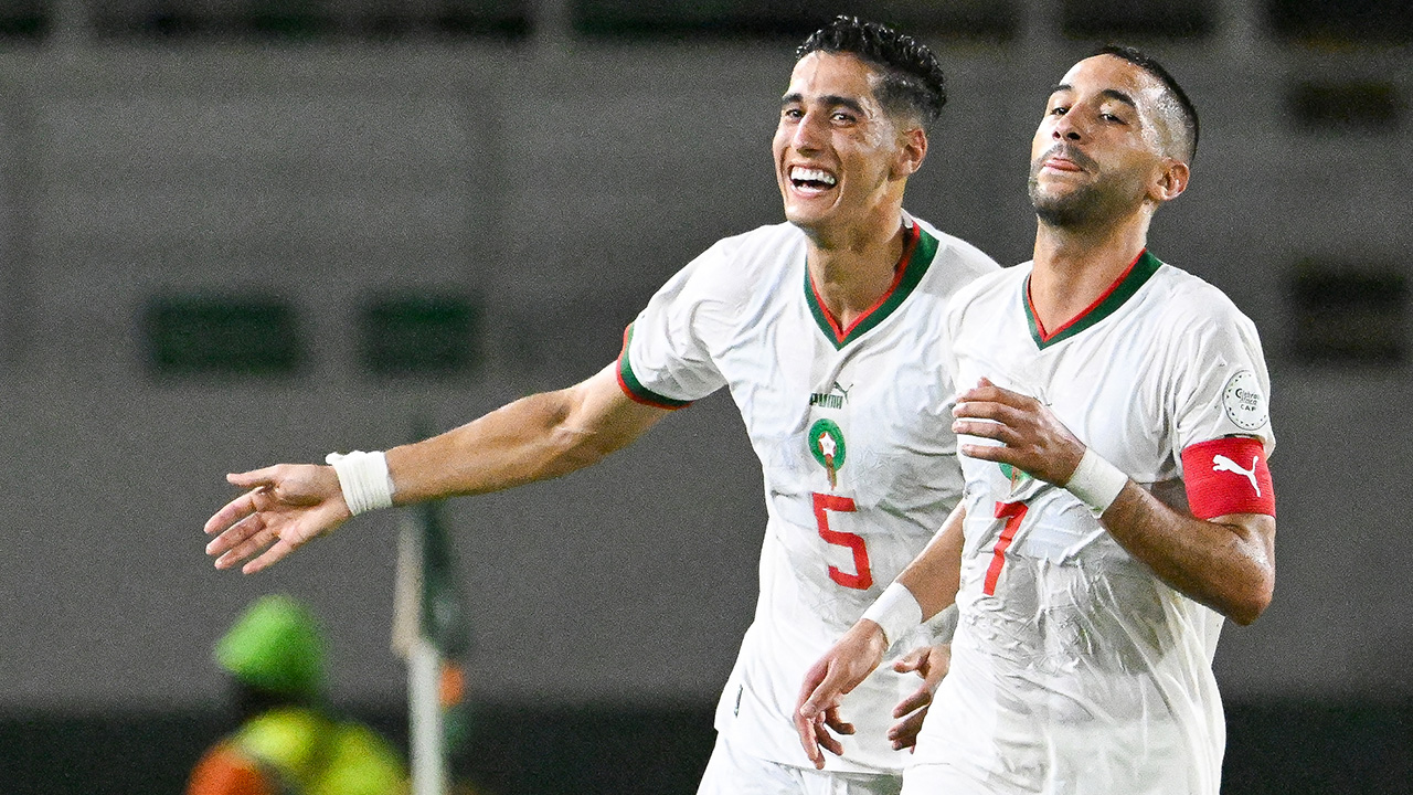Aguerd celebrates Morocco's goal