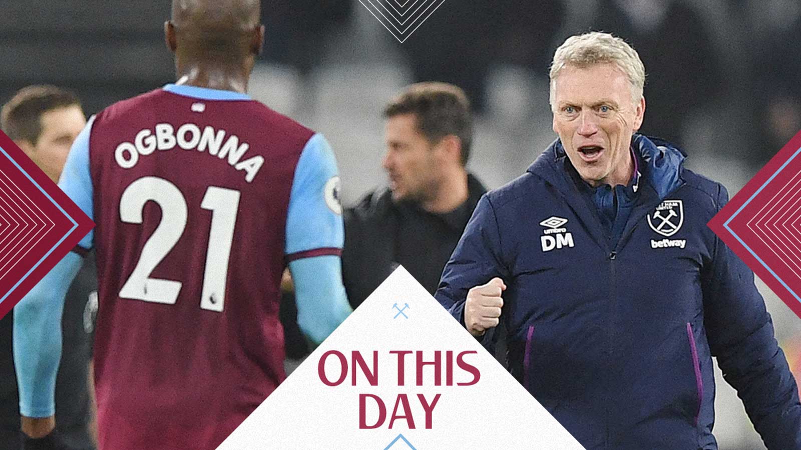 David Moyes celebrates the win over Bournemouth with Angelo Ogbonna