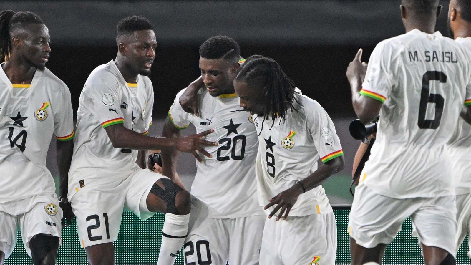 Mohammed Kudus celebrates scoring for Ghana against Egypt