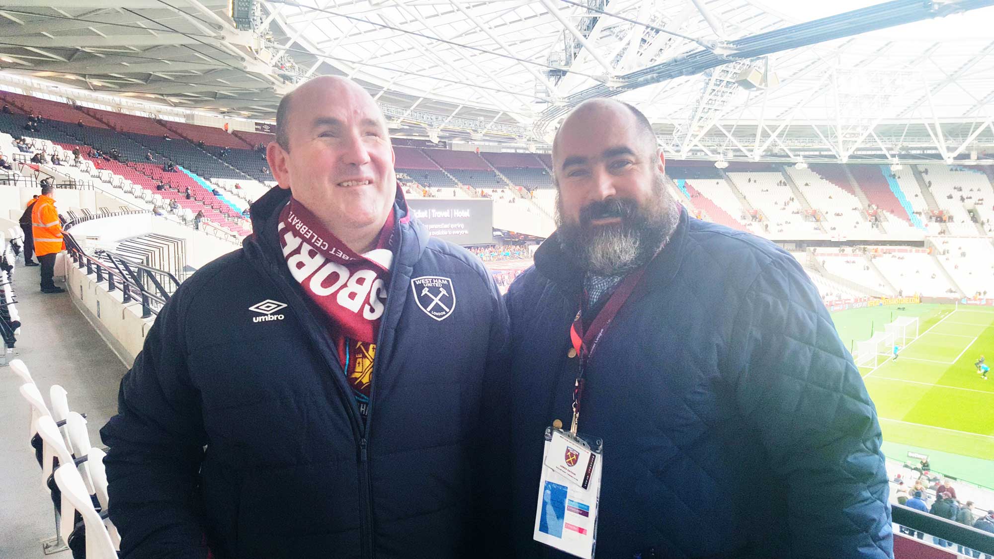 Matt Datson with brother James, who commentates for visually impaired fans at London Stadium