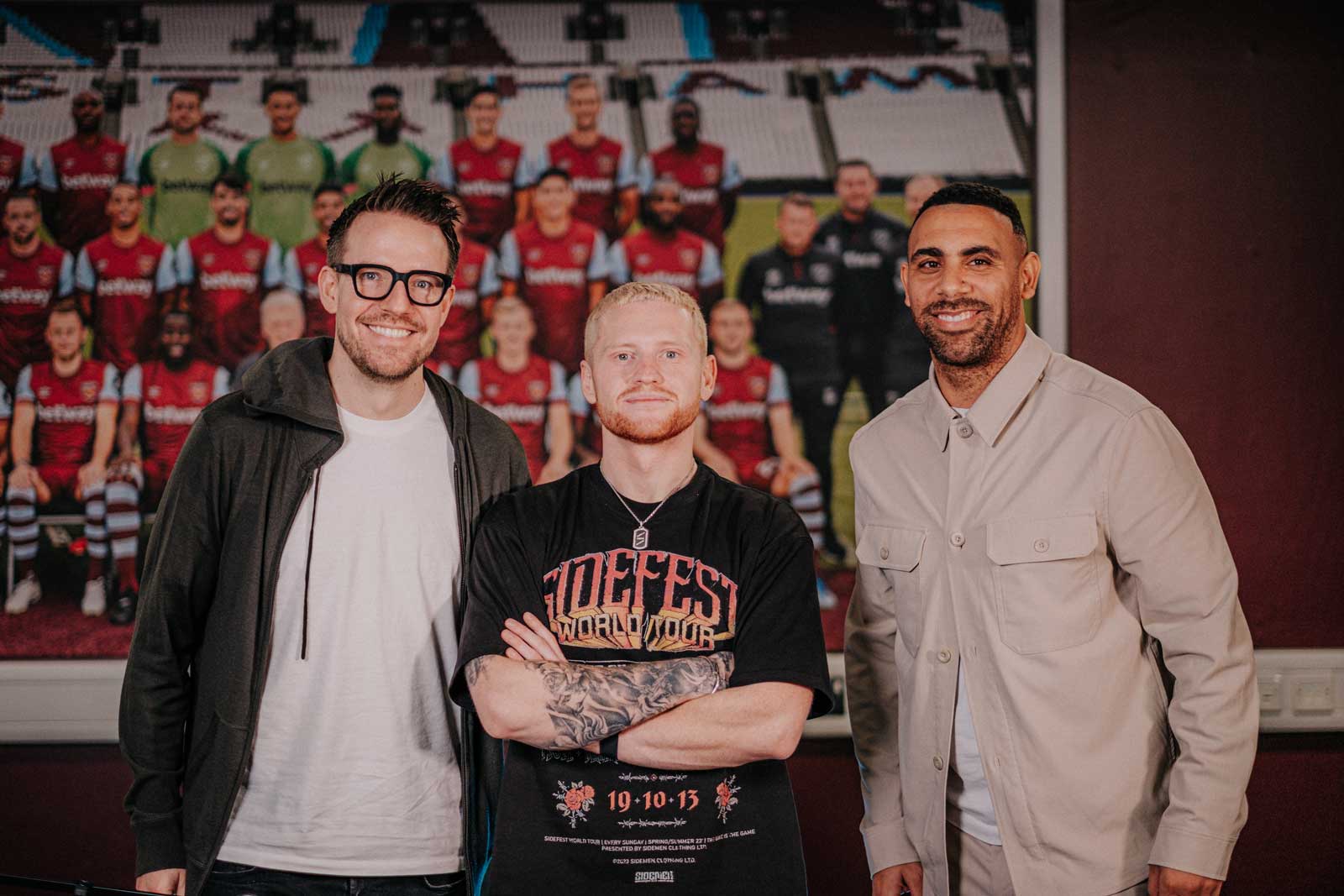 Behzinga with Iron Cast hosts Chris Scull and Anton Ferdinand