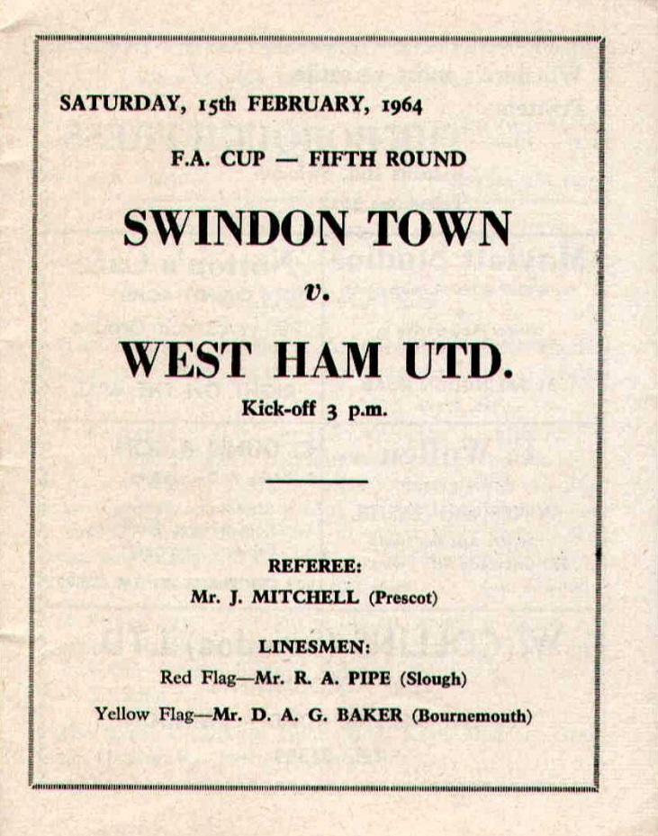 Swindon FA Cup programme from February 1964
