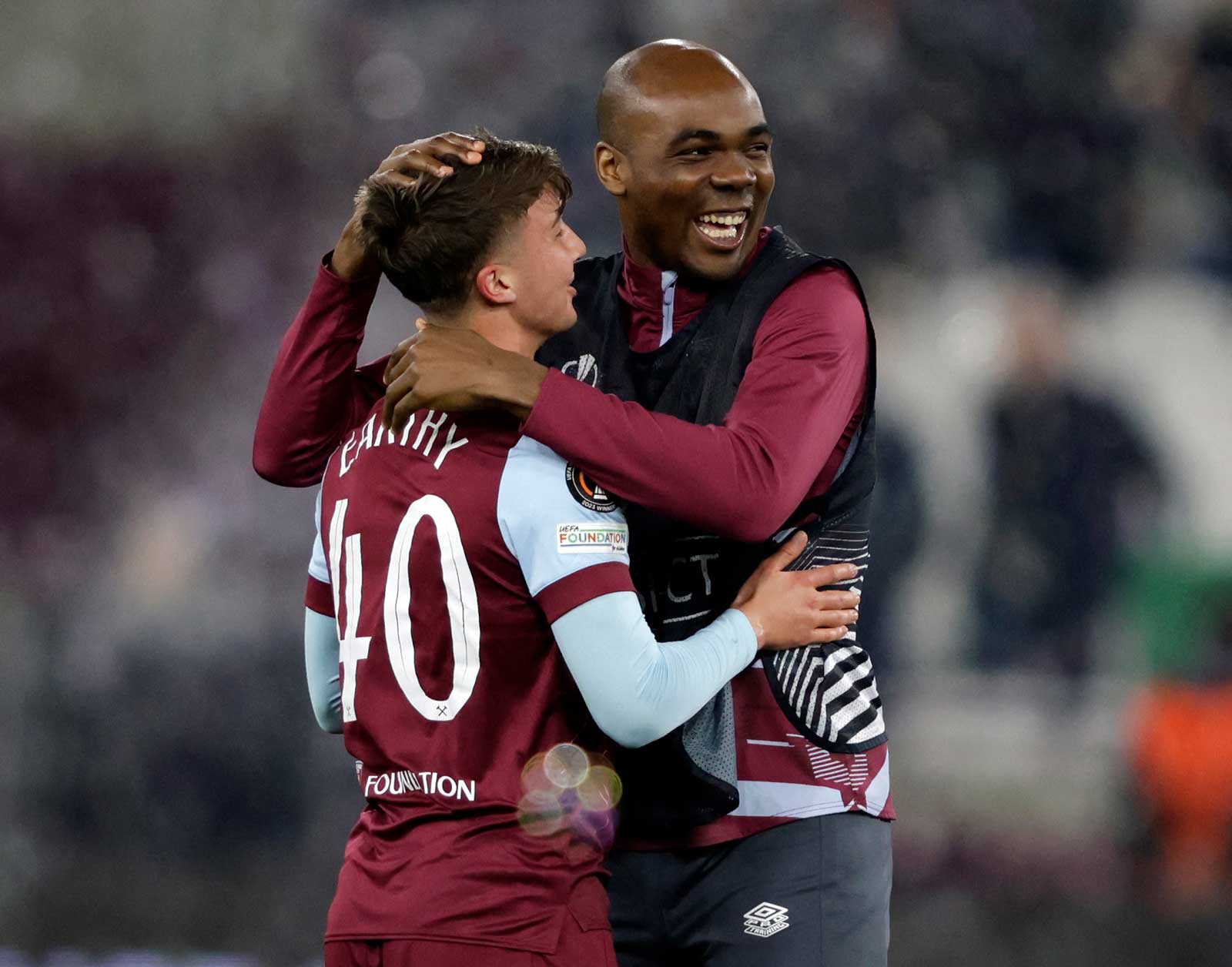 George Earthy celebrates with Angelo Ogbonna