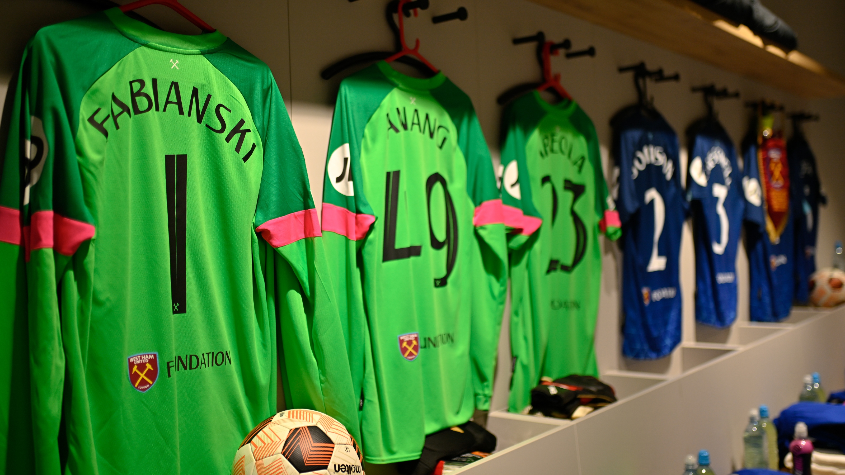 Kits ready in the dressing room