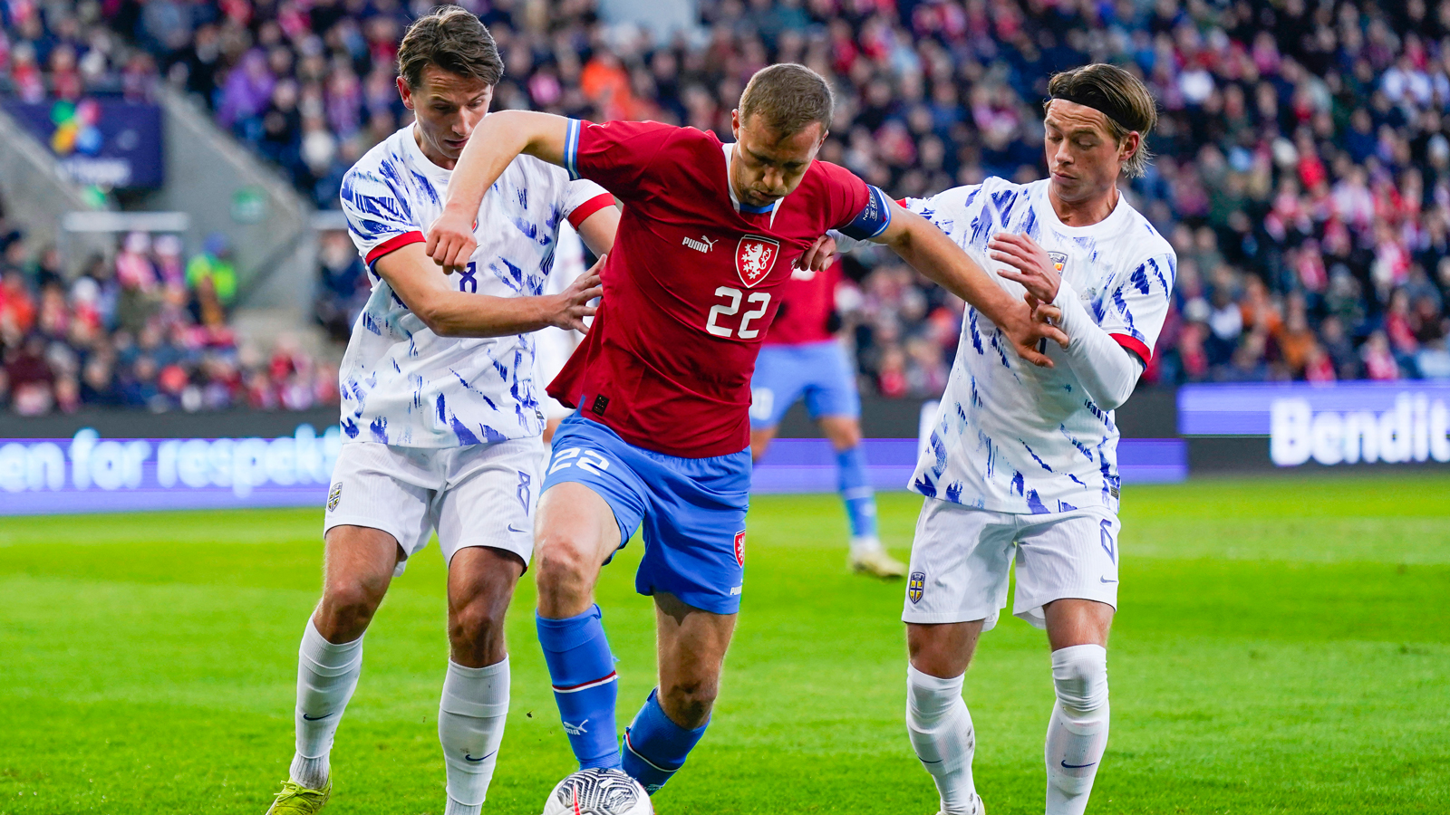 Tomáš Souček in action for Czech Republic against Norway