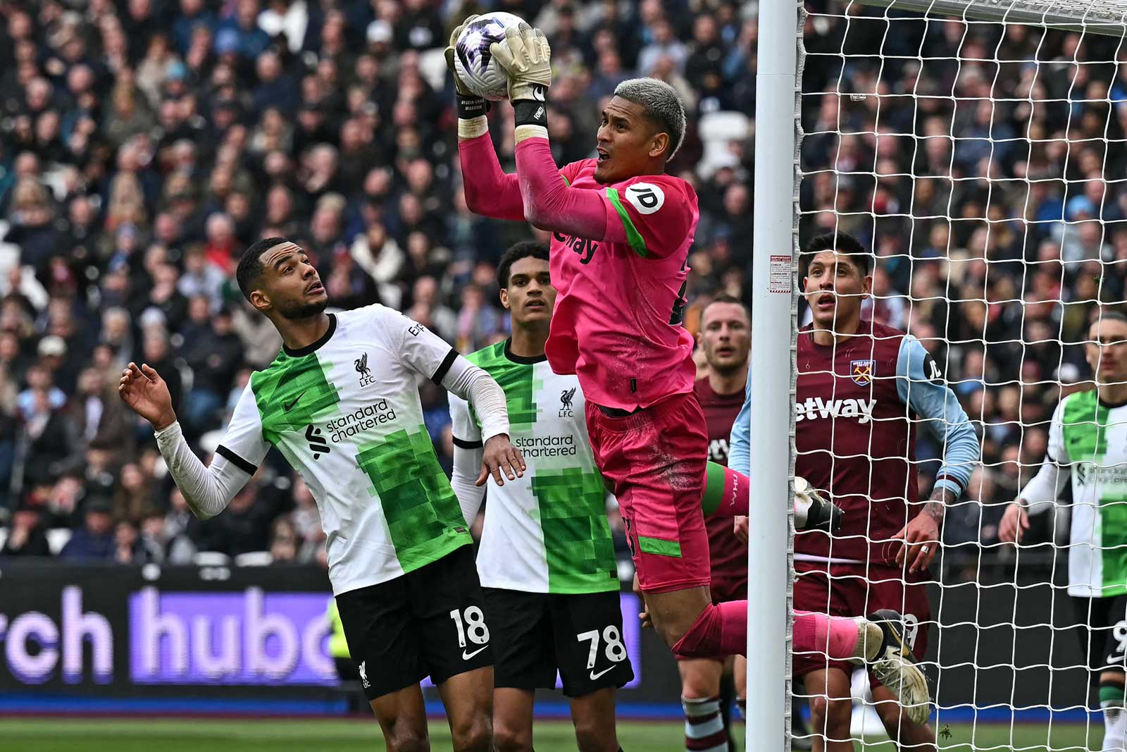 Alphonse Areola catches a cross against Liverpool