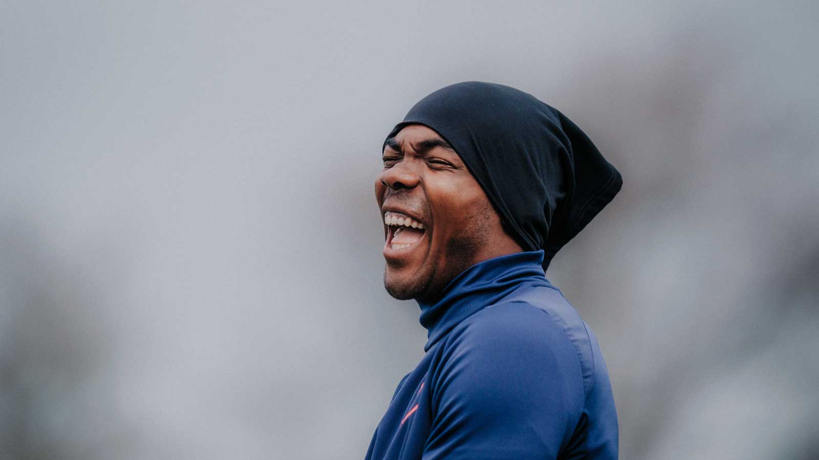 Angelo Ogbonna smiles in training