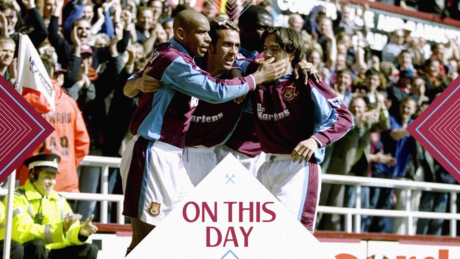 The Hammers celebrate against Derby in April 1999