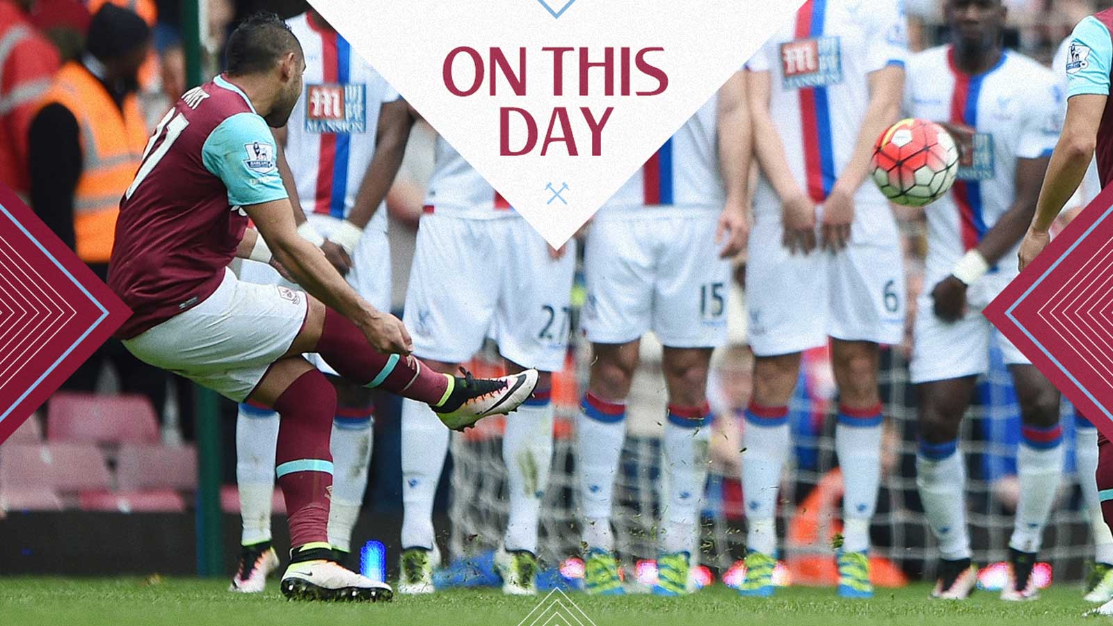 Dimitri Payet scores his free-kick against Crystal Palace
