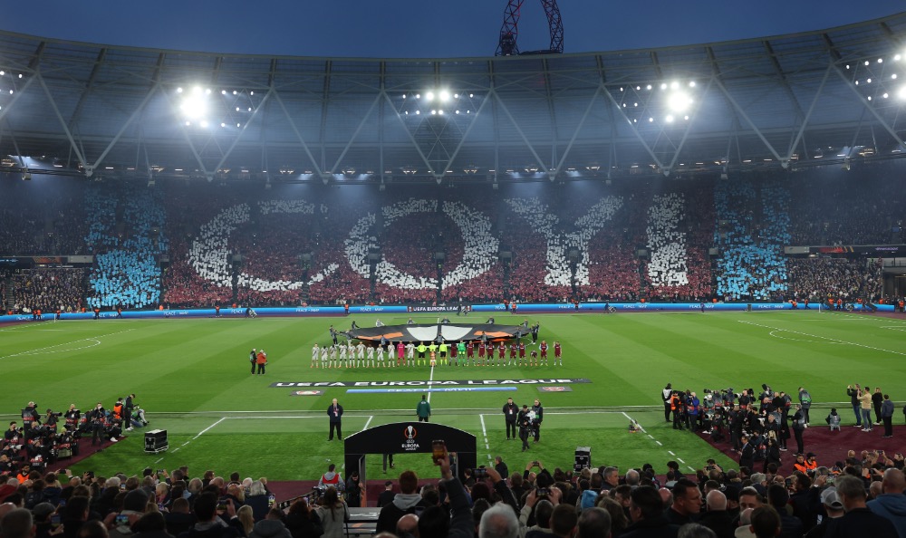 London Stadium ahead of the game against Bayer Leverkusen